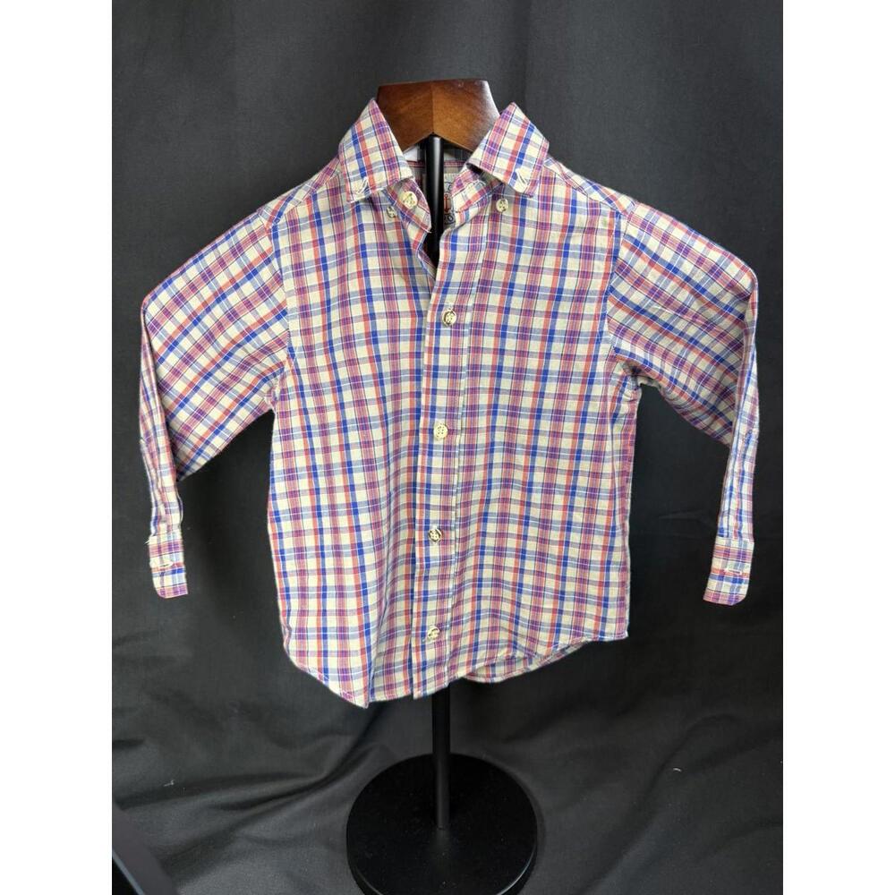 Vintage J.G. Hook‎ Shirt Boys 4 Plaid Button Down Long Sleeve Made USA 90s